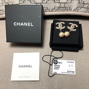 Authentic CHANEL Gold and Pearl Earrings